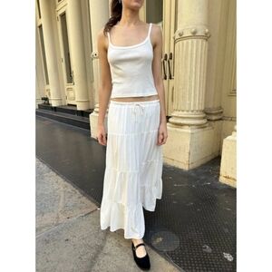 Brandy Melville White Tiered Maxi Skirt